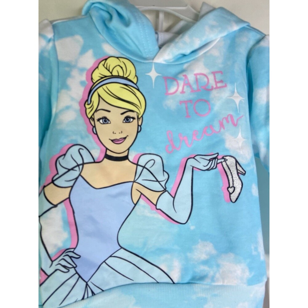 Disney Princess Cinderella Tie Dye Hoodie Top Jogger Pants Outfit Set Girls 2T - Picture 2 of 14